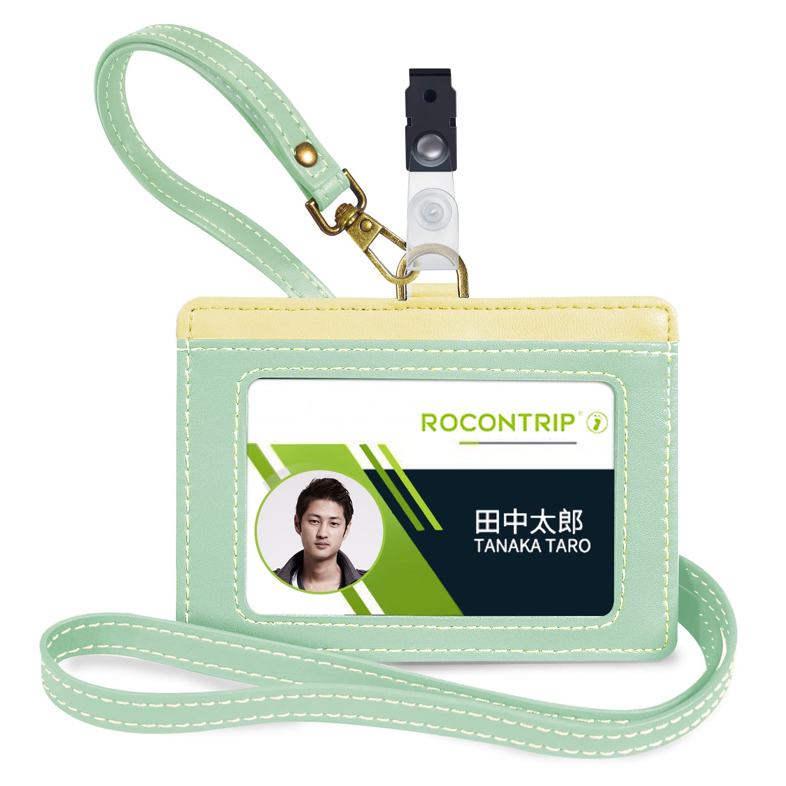Amazon.co.jp: [ROCONTRIP] ネームホルダー PU革 IDカードホルダー